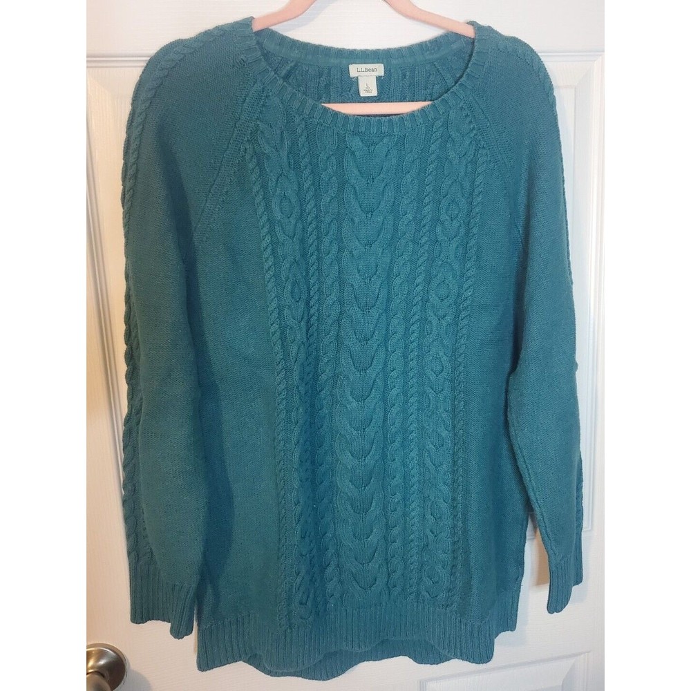 LL Bean Large Sweater Cute Warm Pullover Long Sleeve Cute Feminine Blue